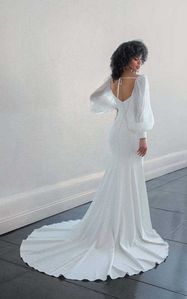 Strapless Sheath Wedding Dress With Straight Neckline And Detachable Long Sleeves by Martina Liana - Image 2
