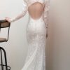 Long Sleeve Fit And Flare Wedding Dress With High Neck And Open Back by Rivini - Image 2