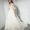 Off The Shoulder Ball Gown Wedding Dress With Lace Embroidery by Rivini - Image 1