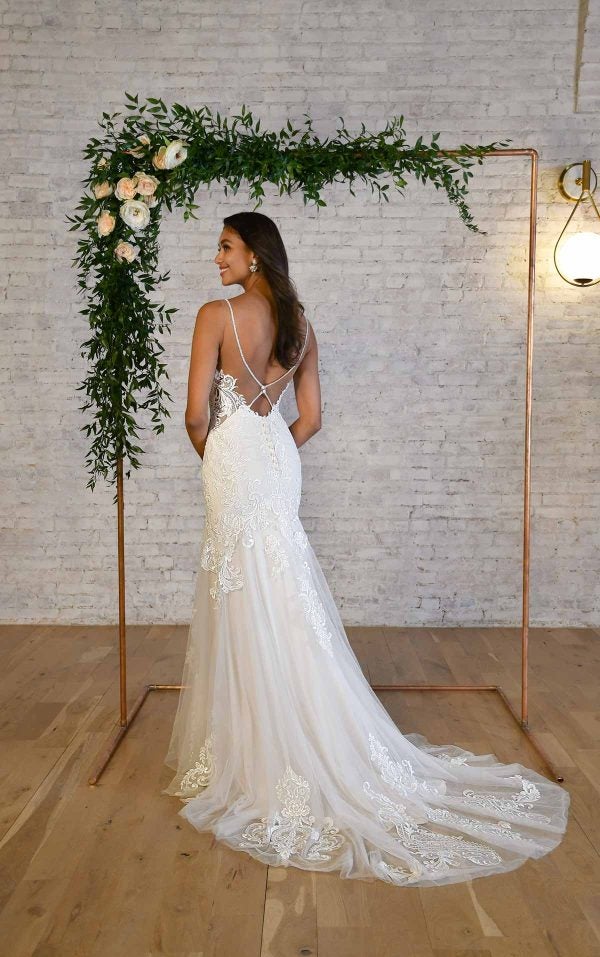 High Neck Fit And Flare Wedding Dress With Back Detail by Stella York - Image 2
