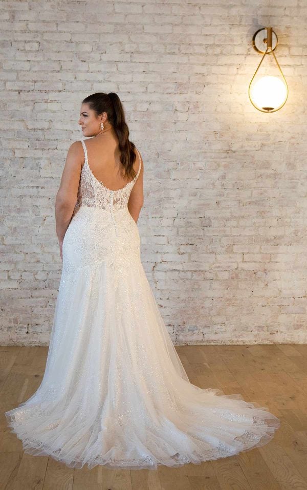 Lace Fit And Flare Wedding Dress With Back Detail And Plunging Neckline by Stella York - Image 2