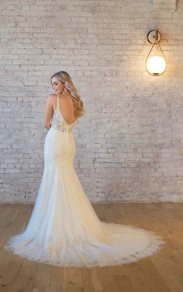 Lace Fit And Flare Wedding Dress With Plunging V-neckline by Stella York - Image 2
