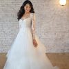 Lace Long Sleeve Ballgown Wedding Dress With Tired Tulle Skirt by Stella York - Image 1