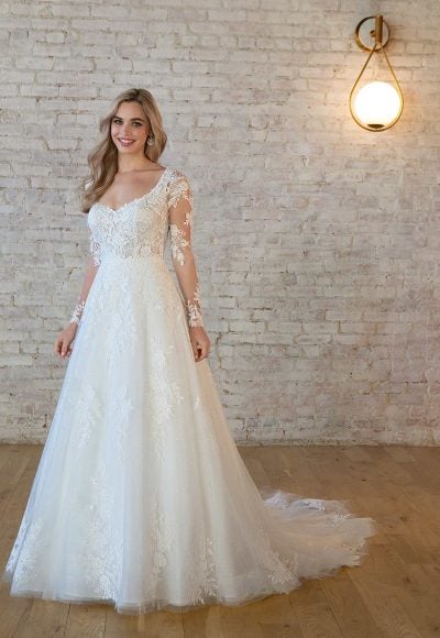Long Sleeve Lace A-line Wedding Dress by Stella York