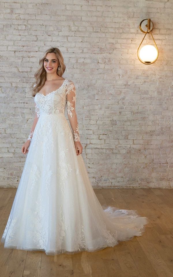 Long Sleeve Lace A-line Wedding Dress by Stella York - Image 1