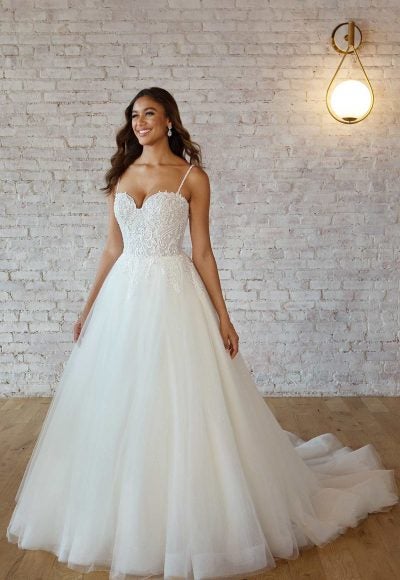 Spaghetti Strap Lace And Tulle Ball Gown Wedding Dress by Stella York