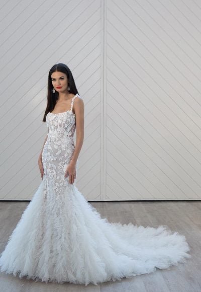 Fit And Flare Wedding Dress With 3D Embellishments by Martina Liana Luxe