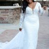 Long Sleeve Lace Fit And Flare Wedding Dress by Essense of Australia - Image 1