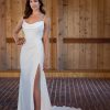 Sheath Wedding Dress With Cowl Neckline And Low Scooped Open Back And Front Slit by Essense of Australia - Image 1