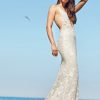 Fit And Flare Wedding Dress With Deep V-neckline And Illusion Back by Ines by Ines Di Santo - Image 1