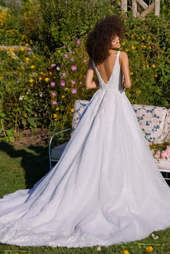Sequined Ball Gown Wedding Dress With Square Neckline And V-back by Ines by Ines Di Santo - Image 2