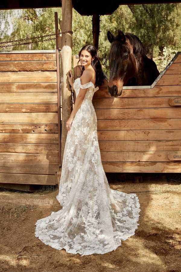 Fit And Flare Wedding Dress With Floral Embroidery by Madison James - Image 2