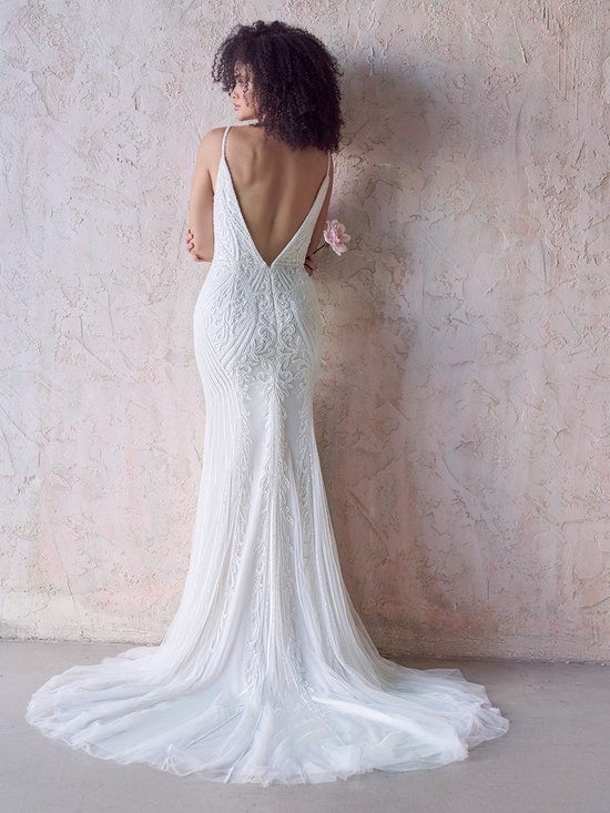 Beaded Fit And Flare Wedding Dress With Plunging V-back by Maggie Sottero - Image 2