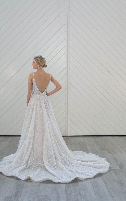 Spaghetti Strap A-line Sparkle Wedding Dress | Kleinfeld Bridal