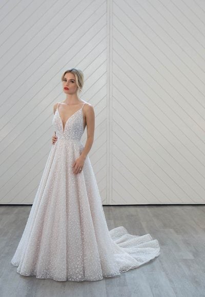 Spaghetti Strap A-line Sparkle Wedding Dress by Martina Liana Luxe