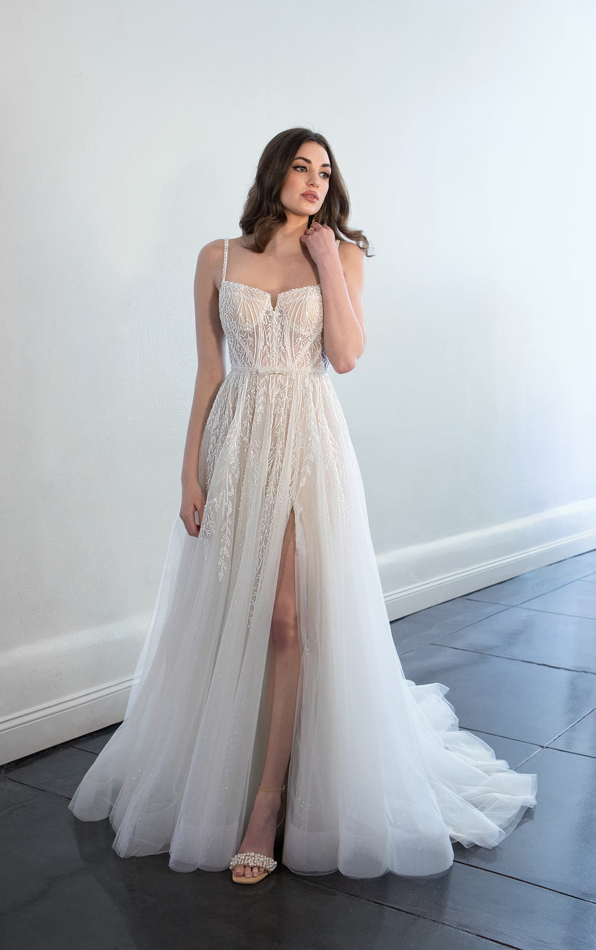 https://www.kleinfeldbridal.com/wp-content/uploads/2022/08/martina-liana-spaghetti-strap-a-line-sparkle-wedding-dress-with-tulle-skirt-34570101.jpg