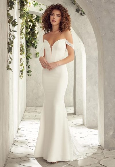 Fit And Flare Wedding Dress With Sweetheart Neckline And Back Lace Details by Mikaella