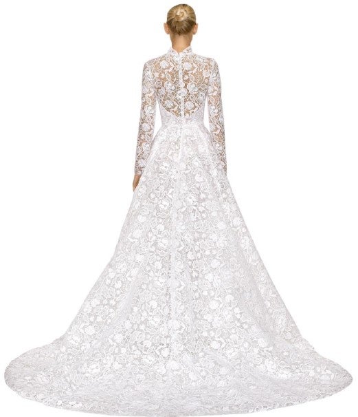 Long Sleeve High-neck Lace Ballgown Wedding Dress by Reem Acra - Image 2