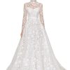 Long Sleeve High-neck Lace Ballgown Wedding Dress by Reem Acra - Image 1