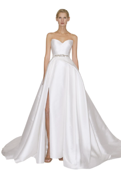 Strapless Sweetheart Ballgown Wedding Dress With Side Slit by Reem Acra