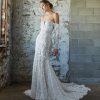 3D Floral Lace Fit And Flare Wedding Dress With Off The Shoulder Long Sleeves by Rivini - Image 1