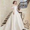 Off The Shoulder Mikado Ball Gown Wedding Dress With Lace Edge by Sareh Nouri - Image 1