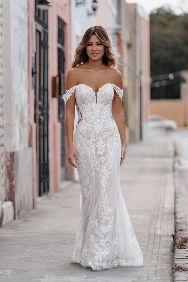 Lace Sheath Wedding Dress With Illusion Back by Allure Bridals - Image 1