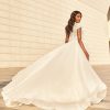 Cap Sleeve High Neckline Ballgown Wedding Dress With Lace Bodice And Full Skirt by Paloma Blanca - Image 2