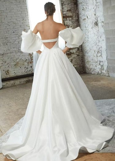Sweetheart Neckline Ballgown Wedding Dress With An Open Back And Detachable Bubble Sleeves. by Rivini - Image 2