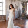 Sleeveless V-neck Lace Fit And Flare Wedding Dress With Open Back by All Who Wander - Image 1