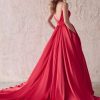 Red A-line Wedding Dress With Straight Neckline And Spaghetti Straps by Maggie Sottero - Image 2