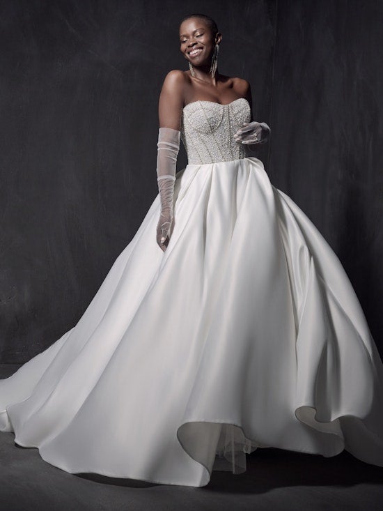 Strapless Sweeheart Neckline Ballgown Wedding Dress With Beaded Bodice And Satin Skirt by Maggie Sottero - Image 1
