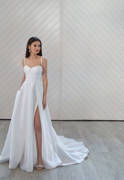 Sleeveless Ballgown Wedding Dress With Coutured Bodice And High Slit by Martina Liana Luxe