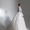 Long Puff Sleeve V-neckline Lace Ball Gown Wedding Dress by Pnina Tornai - Image 2