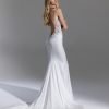 Sleeveless V-neckline Crepe Sheath Wedding Dress With Embellished Back by Pnina Tornai - Image 2