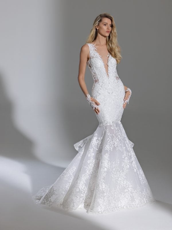 High Neck Lace Long Sleeve Ball Gown Wedding Dress With Tulle Skirt  Kleinfeld  Bridal
