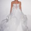 Strapless A-line Wedding Dress With Tulle Layered Skirt And Floral Embroidered Appliques by Pnina Tornai - Image 1
