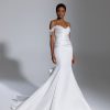 Strapless Satin Ruched Mermaid Wedding Dress With Off The Shoulder Strap by Pnina Tornai - Image 1