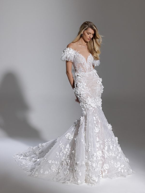 Sweetheart Neckline Mermaid Wedding Dress With 3D Floral And Lace Embellishments by Pnina Tornai - Image 1
