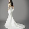 Sleeveless Scoop Neckline Fit And Flare Mikado Wedding Dress With Lace Embroidery And Open Back With Bow. by Allison Webb - Image 2