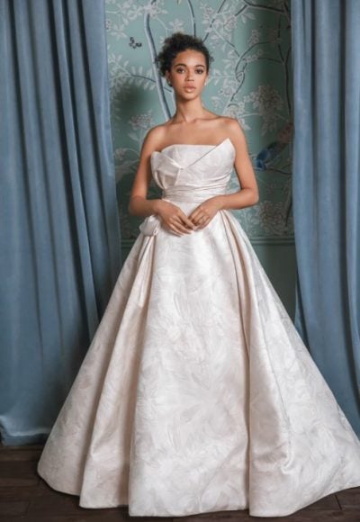 Strapless A-line Wedding Dress With Brushed Floral Jacquard by Anne Barge