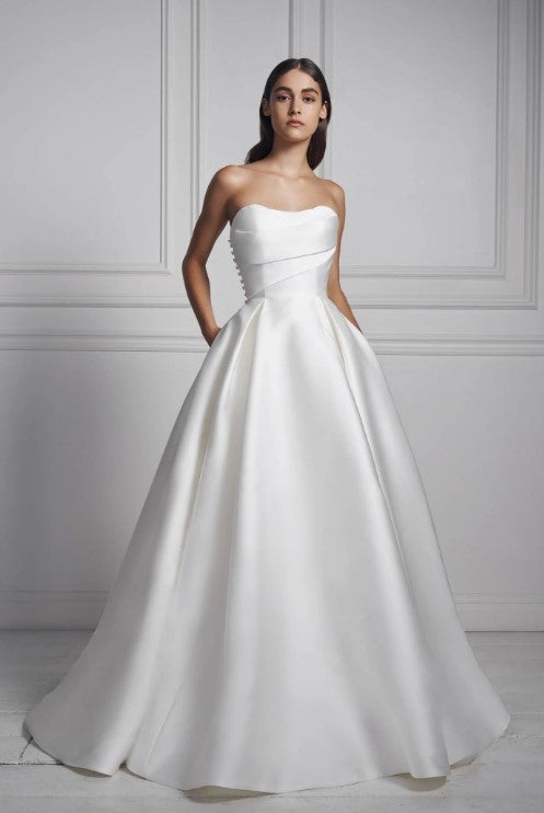 Strapless Mikado Ball Gown Wedding Dress by Anne Barge - Image 1