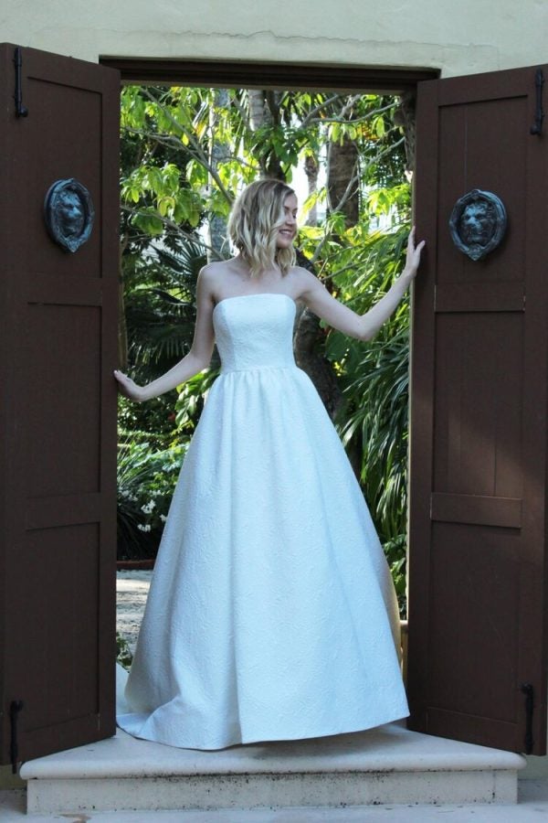 Strapless Brocade Ball Gown Wedding Dress by Augusta Jones - Image 1