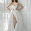 Strapless Ball Gown Wedding Dress With A Corset Bodice, Front Slit And Back Bow by Enaura Bridal - Image 1