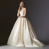 Sleeveless Satin Ball Gown Wedding Dress With French Corset Bodice by Lazaro - Image 1