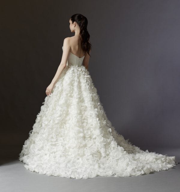 Strapless Ball Gown Wedding Dress With Textured Organza Floral Petal Skirt by Lazaro - Image 2