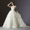 Strapless Ball Gown Wedding Dress With Textured Organza Floral Petal Skirt by Lazaro - Image 1