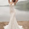 Spaghetti Strap Beaded Lace Fit And Flare Wedding Dress With Open Back And Dramatic Train by Maggie Sottero - Image 1