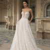 Strapless Sweetheart Neckline Embroidered A-line Wedding Dress by Pronovias - Image 1
