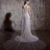 Beaded Sleeveless Sheath Wedding Dress With High Neckline And Open Illusion Back by Rivini - Image 2